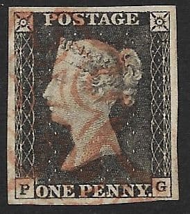 SG3 1840 Penny Black Plate 1b P-G 4 Margin