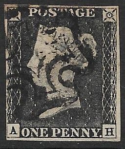 SG3 1840 Penny Black Plate 3 A-H 4 Margin
