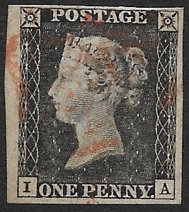 SG3 1840 Penny Black Plate 6 I-A 4 Margin