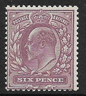SG301 6d Dull Purple (Dickinson Coated Paper) Unmounted Mint (Edward VII Stamps)