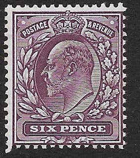 SG303 6d Deep Plum (Chalky Paper) Somerset House Printing Unmounted Mint (Edward VII Stamps)