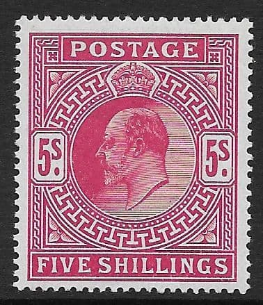 SG318 5/- Carmine Somerset House Printing  Unmounted Mint (Stock E70017)