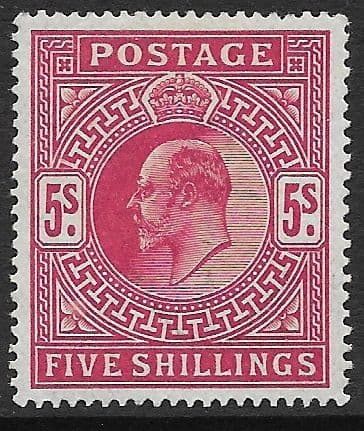 SG318 5/- Carmine Somerset House Printing  Unmounted Mint (Stock E70048)
