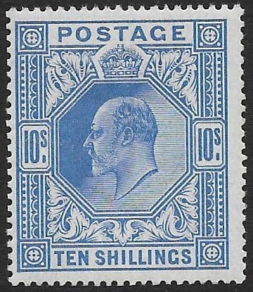 SG319  10/- Blue Somerset House Printing  Unmounted Mint (Stock E70004)