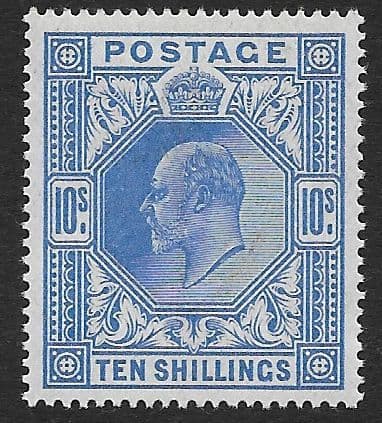 SG319  10/- Blue Somerset House Printing  Unmounted Mint (Stock E70005)
