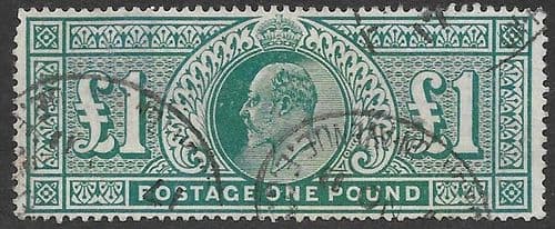 SG320 £1 Deep Green Somerset House Printing  Used  (Edward VII Stamps) (Stock E70032)
