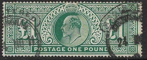 SG320 £1 Deep Green Somerset House Printing Used  (Edward VII Stamps) (Stock E70051)