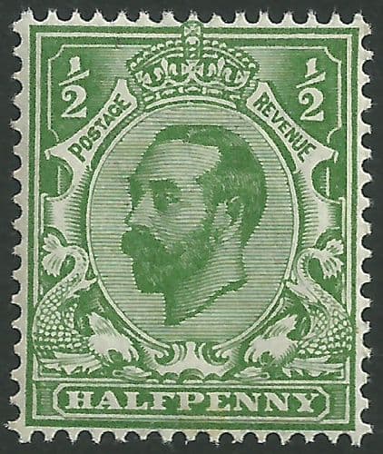 SG321 ½d Pale Green Type I Die A Crown Watermark Unmounted Mint (King George V Downey Head Stamps)