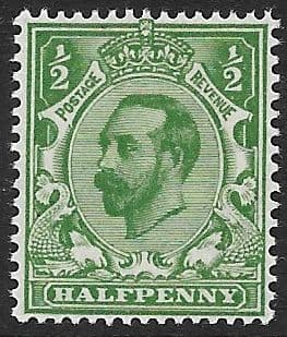 SG322 ½d Green Type I Die A Crown Watermark Unmounted Mint (King George V Downey Head Stamps)