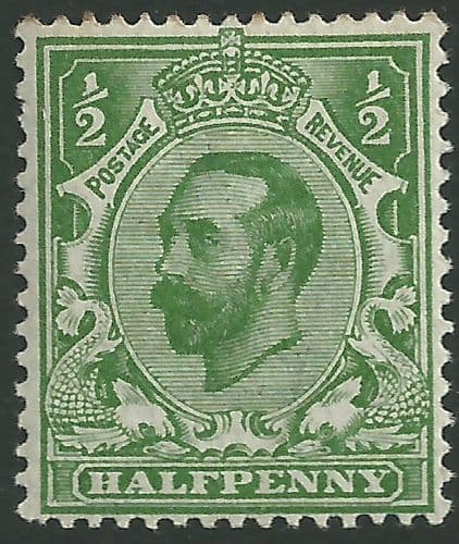 SG322 ½d Green Type I Die A Crown Watermark Unmounted Mint (King George V Downey Head Stamps)