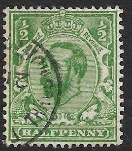 SG322 ½d Green Used (Hair Dark) Imperial Crown Watermark (Downey Head Stamps)