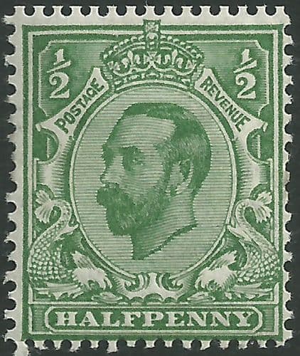 SG326 ½d Bluish Green Type I Die B Crown Watermark MOUNTED Mint King George V Downey Head Stamps