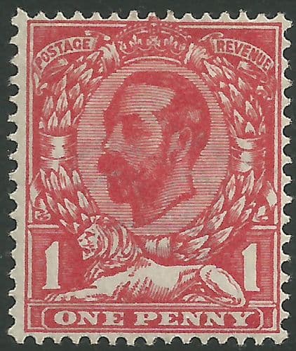 SG327 1d Carmine Red Type I Die A Crown Watermark Unmounted Mint (King George V Downey Head Stamps