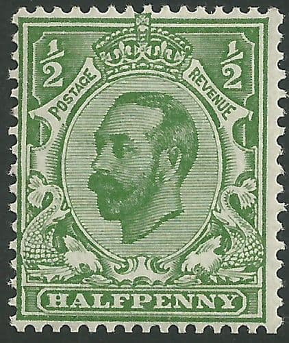 SG334 ½d Pale Green Type I Die B Simple Cypher Watermark MOUNTED Mint (King George V Downey Head Stamps)