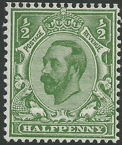 SG335 ½d Green Type I Die B Simple Cypher Watermark MOUNTED Mint King George V Downey Head Stamps