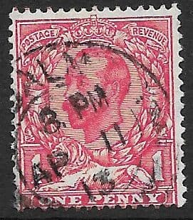 SG336 1d Scarlet Used (Lion Unshaded) Royal Cypher (Simple) Watermark (Downey Head Stamps)