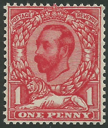 SG337 1d Bright Scarlet Type I Die B Simple Cypher Watermark Unmounted Mint (King George V Downey Head Stamps)