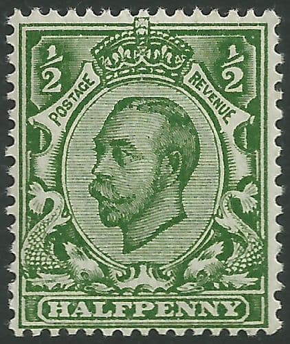 SG338 ½d Deep Green Type II Crown Watermark MOUNTED Mint King George V Downey Head Stamps