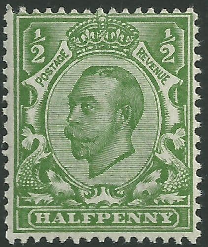 SG340 ½d Yellow Green Type II Crown Watermark Unmounted Mint (King George V Downey Head Stamps)