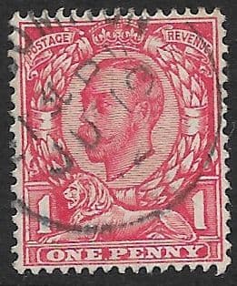SG341 1d Birght Scarlet Used (Lion Shaded) Imperial Crown Watermark (Downey Head Stamps)
