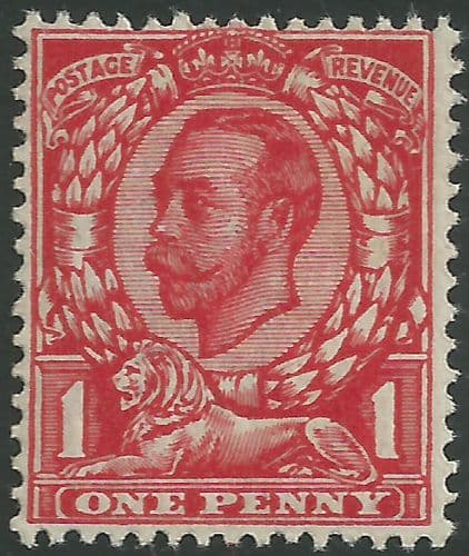 SG341 1d Bright Scarlet Type II Crown Watermark Unmounted Mint (King George V Downey Head Stamps)