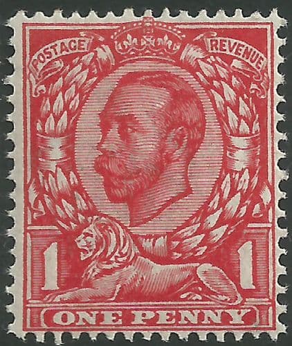 SG342 1d Scarlet Type II Crown Watermark MOUNTED Mint (King George V Downey Head Stamps)