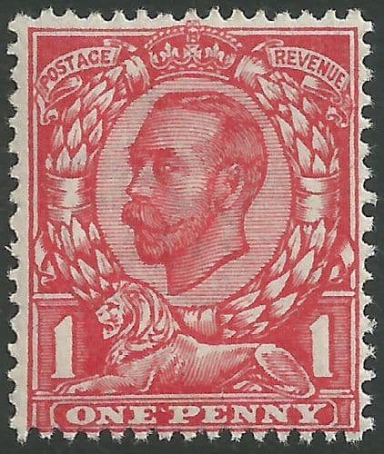 SG343 1d Aniline Scarlet Type II Crown Watermark MOUNTED Mint King George V Downey Head Stamps