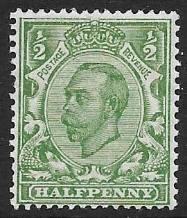 SG344a ½d  Green NO CROSS ON CROWN Simple Cypher Watermark MOUNTED Mint (Pulled Perf at Left)
