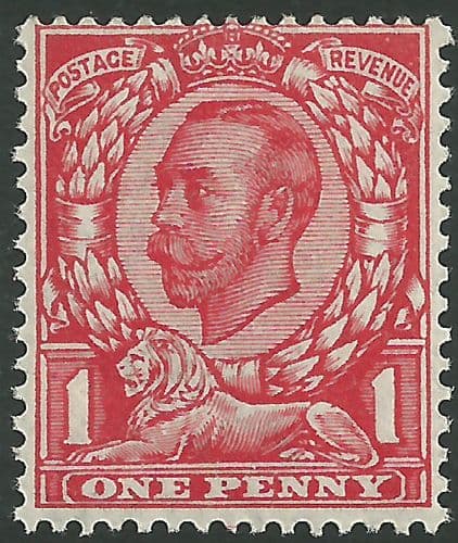 SG345 1d Scarlet Type II Simple Cypher Watermark MOUNTED Mint King George V Downey Head Stamps