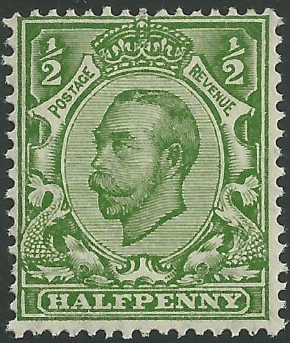 SG347 ½d Yellow Green Type II Multi Cypher Watermark MOUNTED Mint King George V Downey Head Stamps