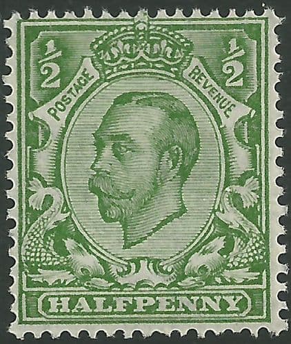 SG348 ½d Pale Green Type II Multi Cypher Watermark MOUNTED Mint King George V Downey Head Stamps)