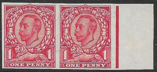 SG350b Imperf Pair 1d Scarlet Type II Multi Cypher Wmk MOUNTED Mint