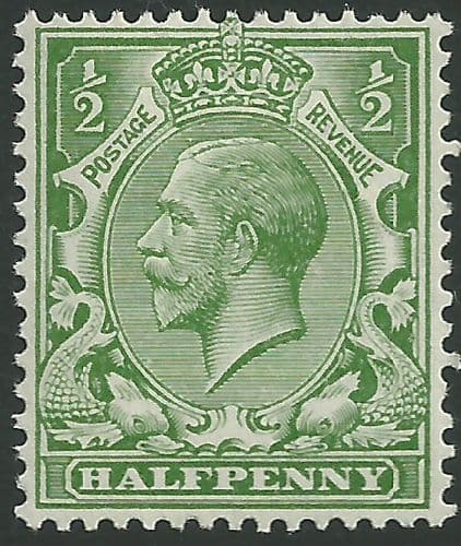 SG352 ½d Bright Green Unmounted Mint (King George V 1912-22 Royal Cypher Watermark Stamps)
