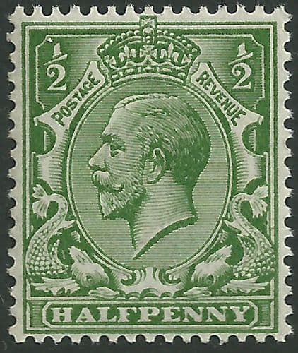 SG353 ½d Deep Green MOUNTED Mint (King George V 1912-22 Royal Cypher Watermark Stamps)