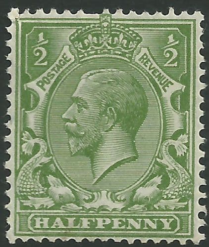 SG354 ½d Yellow Green Unmounted Mint (King George V 1912-22 Royal Cypher Watermark Stamps)