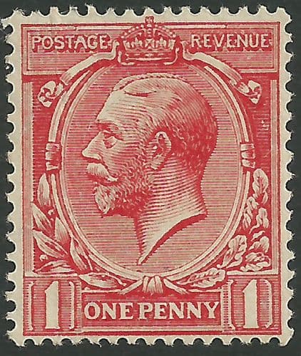 SG358 1d Vermilion MOUNTED Mint (King George V 1912-22 Royal Cypher Watermark Stamps)