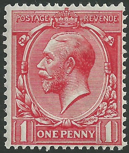 SG360 1d Carmine Red MOUNTED Mint (King George V 1912-22 Royal Cypher Watermark Stamps)