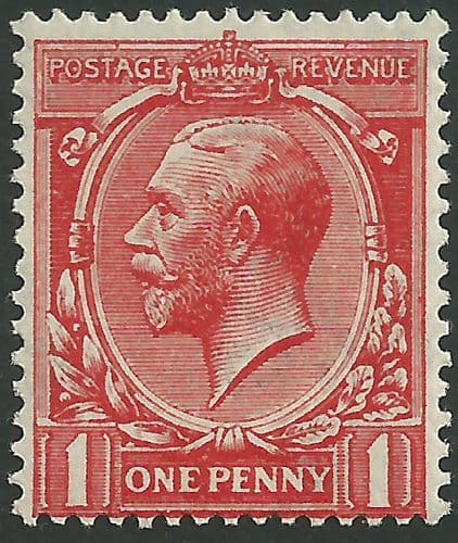 SG361 1d Scarlet Vermilion MOUNTED Mint (King George V 1912-22 Royal Cypher Watermark Stamps)