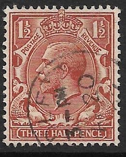 SG364 1½d Chestnut Used Royal Cypher (Simple) Watermark (King George V 1912-1924 Stamps)