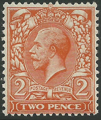 SG368 2d Orange Type I Unmounted Mint (King George V 1912-22 Royal Cypher Watermark Stamps)