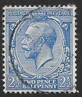 SG371 2½d Cobalt Blue Used Royal Cypher (Simple) Watermark (King George V 1912-1924 Stamps)