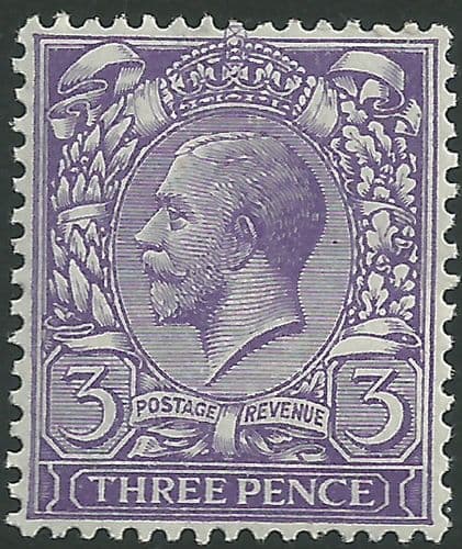SG375 3d Violet MOUNTED Mint (King George V 1912-22 Royal Cypher Watermark Stamps)