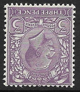 SG375wk 3d Violet INVERTED & REVERSED WATERMARK Unmounted Mint (King George V Royal Cypher Wmk)
