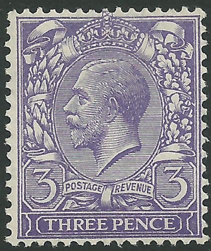 SG376 3d Bluish-Violet MOUNTED Mint (King George V 1912-22 Royal Cypher Watermark Stamps)