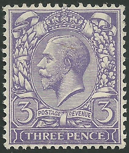 SG377 3d Pale Violet MOUNTED Mint (King George V 1912-22 Royal Cypher Watermark Stamps)