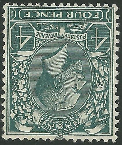 SG379wi 4d Green INVERTED WATERMARK Unmounted Mint (King George V 1912-22 Royal Cypher Wmk)