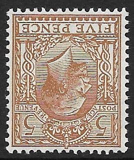 SG381wi 5d Brown INVERTED WATERMARK Unmounted Mint (King George V 1912-22 Royal Cypher Wmk)