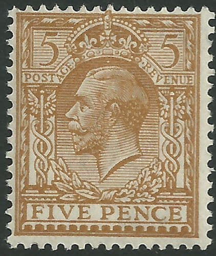 SG383 5d Bistre-Brown Unmounted Mint (King George V 1912-22 Royal Cypher Watermark Stamps)