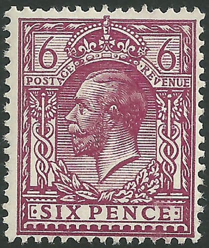 SG386 6d Deep Reddish-Purple Unmounted Mint (King George V 1912-22 Royal Cypher Watermark Stamps)
