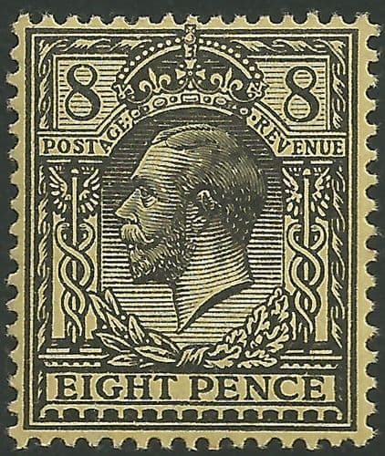 SG390 8d Black-Yellow Unmounted Mint (King George V 1912-22 Royal Cypher Watermark Stamps)